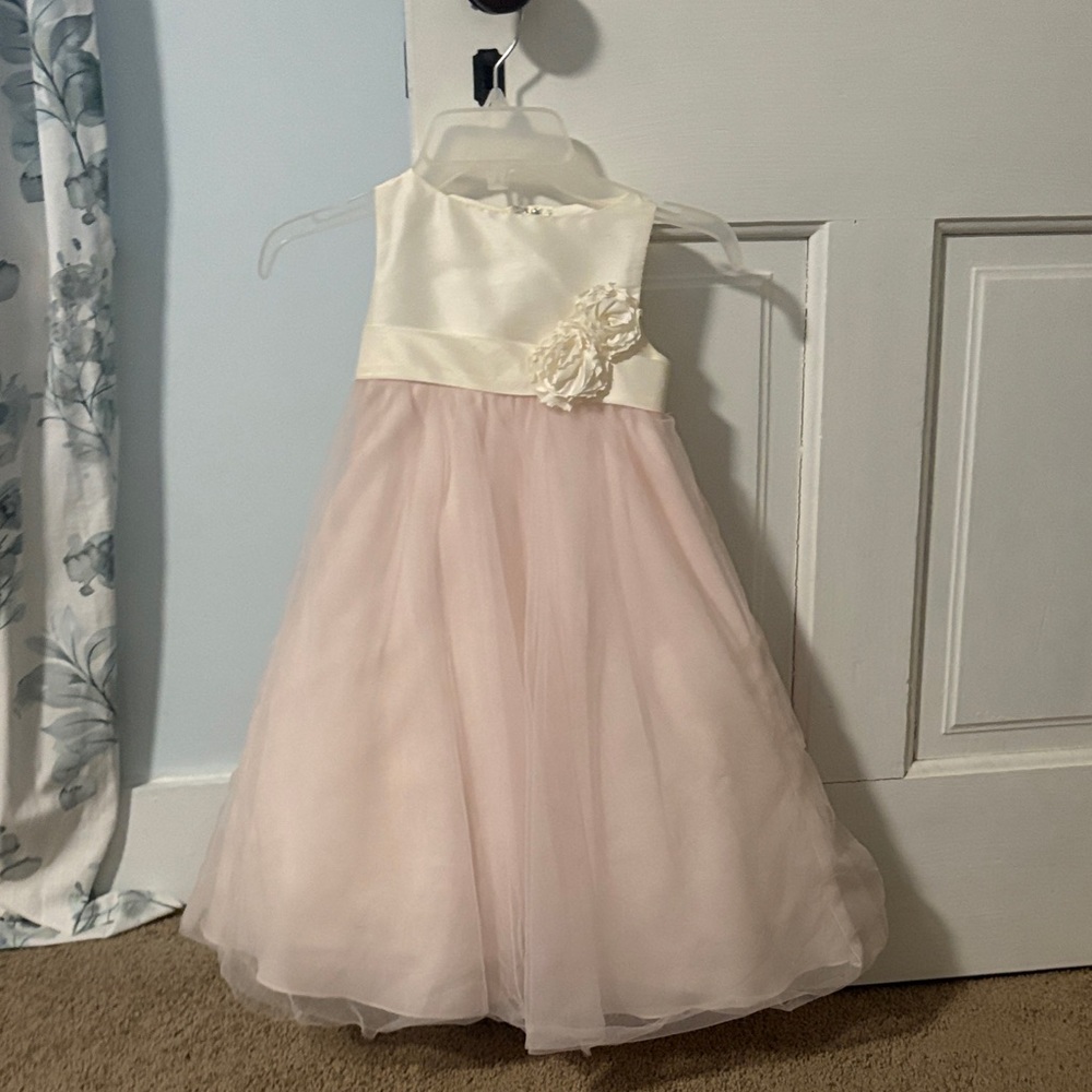 Elegant Kids Formal Dress in Ivory and Blush